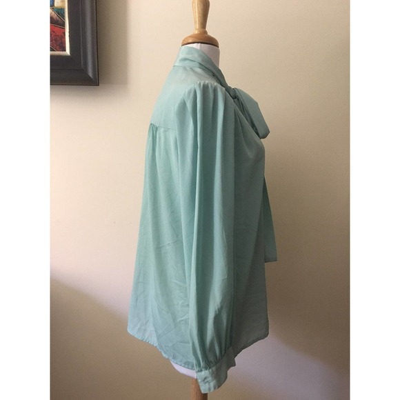 EUC Brownstone Studio VTG Vintage Long Sleeved Shimmery Teal Green Blouse - Picture 3 of 8